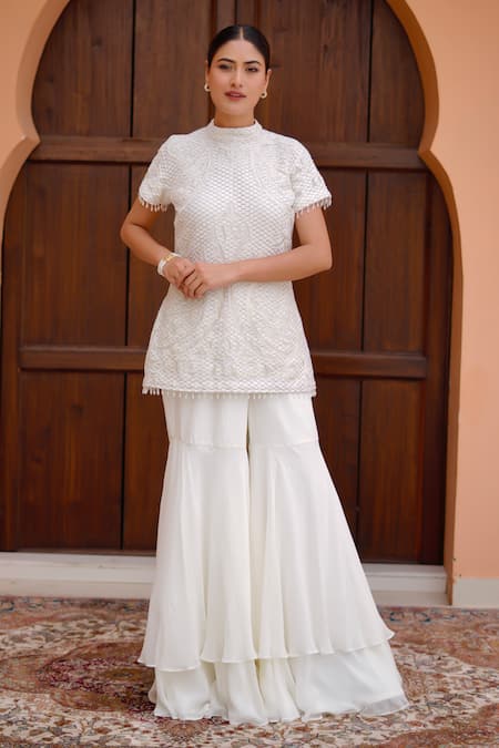 Nidhi Kejriwal Embroidered Kurta With Layered Palazzo 