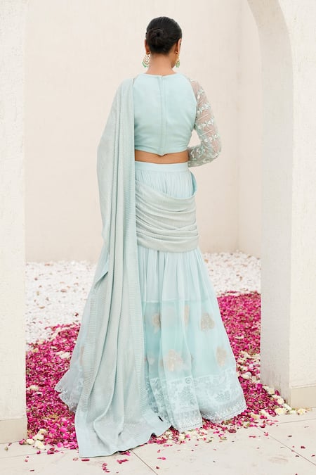 Nidhi Kejriwal Attached Draped Lehenga With Embroidered Blouse 
