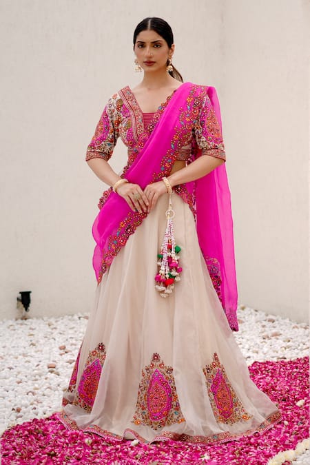 Nidhi Kejriwal Embroidered Attached Draped Lehenga & Blouse Set 