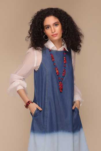 Buy_Payal Jain_Blue Denim Tie-dye Round Ombre Short Dress_Online_at_Aza_Fashions