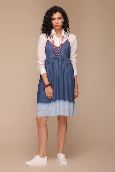 Payal Jain Strap Ombre Denim Dress 