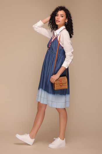 Buy Blue Denim Embroidered V Neck Strap Ombre Dress For Women by Payal Jain  Online at Aza Fashions.