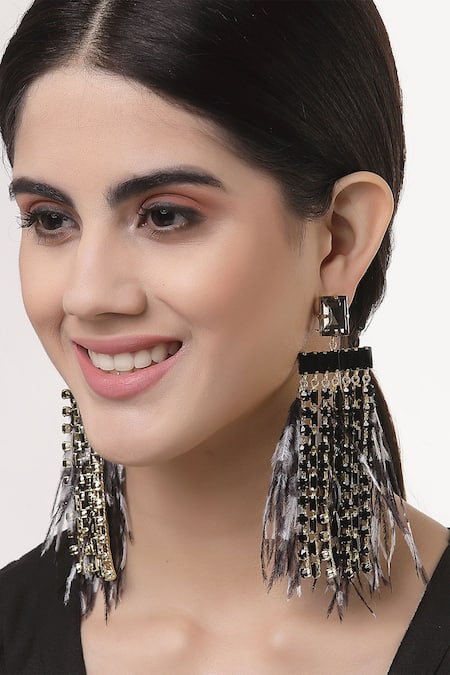 Bijoux By Priya Chandna Feather Boho Dangler Earrings 