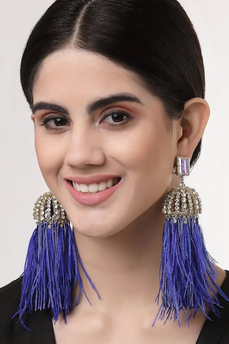 Bijoux By Priya Chandna Dome Shaped Feather Danglers 