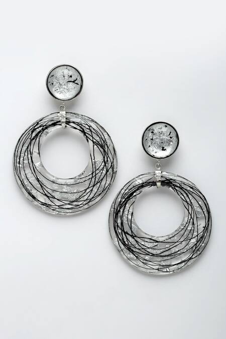 Bijoux By Priya Chandna_Grey Embrace Resin Hoop Danglers _Online_at_Aza_Fashions