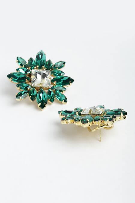 Buy Bijoux By Priya Chandna Green Crystals Starburst Studs Online at Aza Fashions Buy_Bijoux By Priya Chandna_Green Crystals Starburst Studs _Online_at_Aza_Fashions