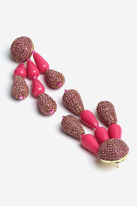 Buy Bijoux By Priya Chandna Pink Crystals, Beads Resin And Embellished Boho Danglers Online at Aza Fashions Buy_Bijoux By Priya Chandna_Pink Crystals, Beads Resin And Embellished Boho Danglers _Online_at_Aza_Fashions