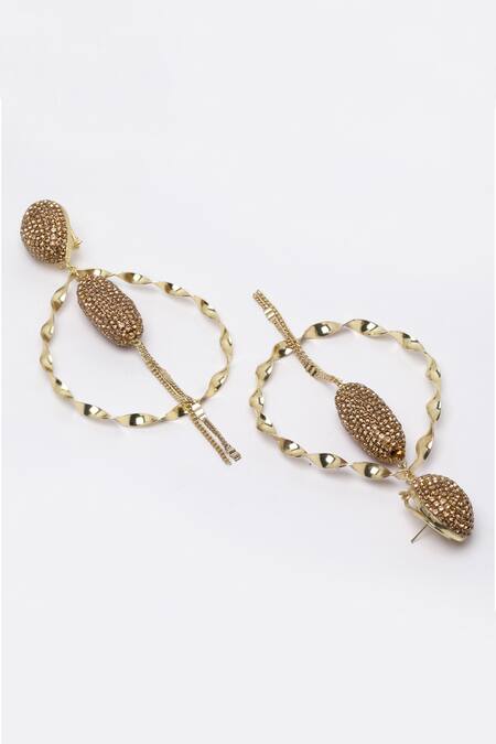 Buy_Bijoux By Priya Chandna_Gold Plated Crystals Twin Infinity Twirl Danglers _Online_at_Aza_Fashions