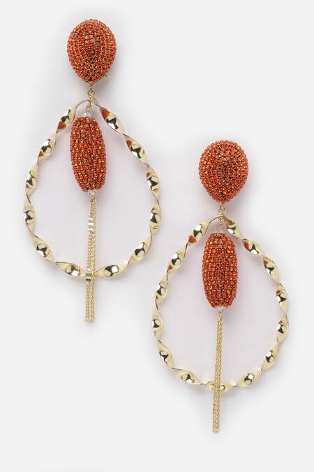 Bijoux By Priya Chandna Orange Crystals Twin Infinity Swirl Danglers Online at Aza Fashions Bijoux By Priya Chandna_Orange Crystals Twin Infinity Swirl Danglers _Online_at_Aza_Fashions