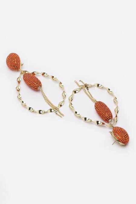 Buy Bijoux By Priya Chandna Orange Crystals Twin Infinity Swirl Danglers Online at Aza Fashions Buy_Bijoux By Priya Chandna_Orange Crystals Twin Infinity Swirl Danglers _Online_at_Aza_Fashions