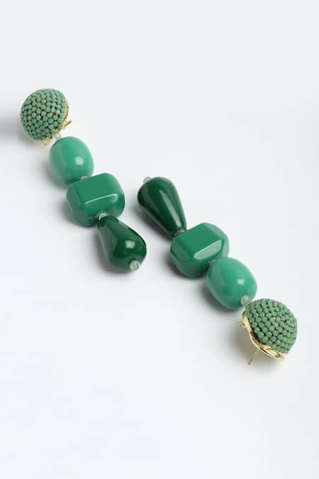 Buy Bijoux By Priya Chandna Green Crystals, Beads Resin Drop And Ball Embellished Danglers Online at Aza Fashions Buy_Bijoux By Priya Chandna_Green Crystals, Beads Resin Drop And Ball Embellished Danglers _Online_at_Aza_Fashions