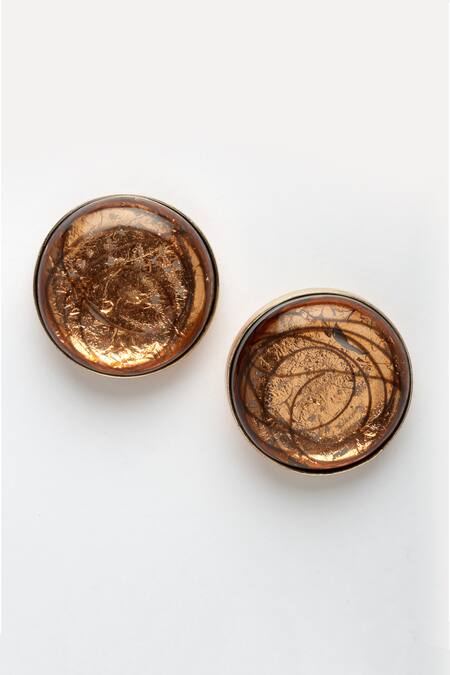 Bijoux By Priya Chandna Rose Gold Metallic Thread Copper Foil And Wire Work Resin Studs Online at Aza Fashions Bijoux By Priya Chandna_Rose Gold Metallic Thread Copper Foil And Wire Work Resin Studs _Online_at_Aza_Fashions