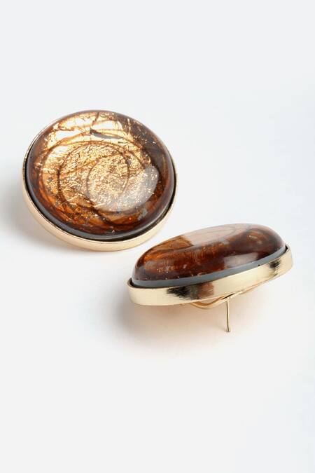 Buy Bijoux By Priya Chandna Rose Gold Metallic Thread Copper Foil And Wire Work Resin Studs Online at Aza Fashions Buy_Bijoux By Priya Chandna_Rose Gold Metallic Thread Copper Foil And Wire Work Resin Studs _Online_at_Aza_Fashions