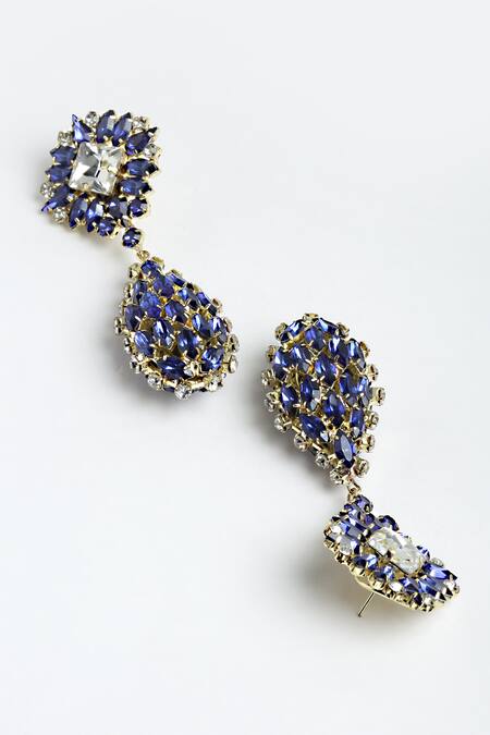 Buy Bijoux By Priya Chandna Blue Crystals Glinting Bloom Danglers Online at Aza Fashions Buy_Bijoux By Priya Chandna_Blue Crystals Glinting Bloom Danglers _Online_at_Aza_Fashions