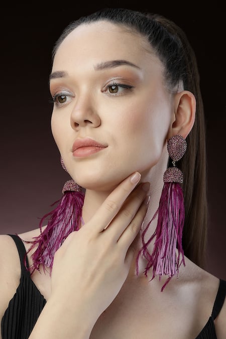 Bijoux By Priya Chandna Ferna Dome Shaped Feather Danglers 