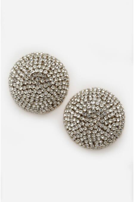 Bijoux By Priya Chandna Silver Plated Crystals Swirl Studs Online at Aza Fashions Bijoux By Priya Chandna_Silver Plated Crystals Swirl Studs _Online_at_Aza_Fashions
