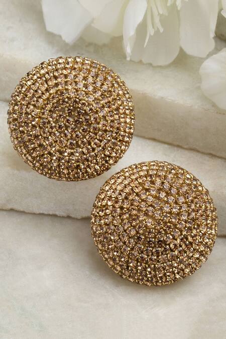 Shop Bijoux By Priya Chandna Gold Plated Crystals Embellished Round Studs at Aza Fashions Shop_Bijoux By Priya Chandna_Gold Plated Crystals Embellished Round Studs _at_Aza_Fashions