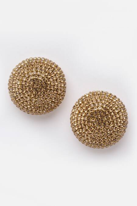 Bijoux By Priya Chandna Gold Plated Crystals Embellished Round Studs Online at Aza Fashions Bijoux By Priya Chandna_Gold Plated Crystals Embellished Round Studs _Online_at_Aza_Fashions