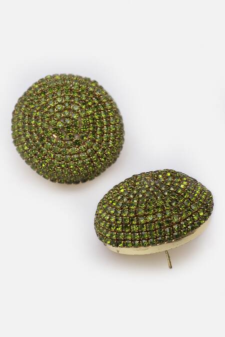 Buy_Bijoux By Priya Chandna_Green Crystals Embellished Stud Earrings _Online_at_Aza_Fashions