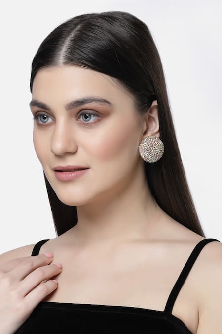 Bijoux By Priya Chandna Crystal Embellished Round Studs 