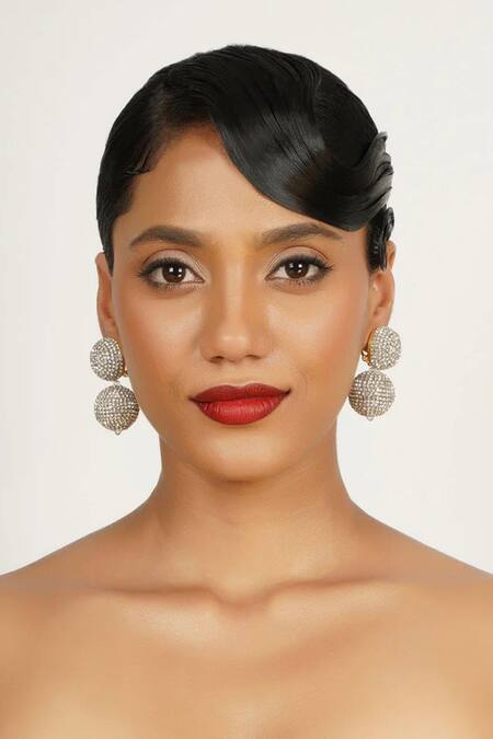 Buy Bijoux By Priya Chandna Silver Plated Crystals Embellished Round Studs Online at Aza Fashions Buy_Bijoux By Priya Chandna_Silver Plated Crystals Embellished Round Studs _Online_at_Aza_Fashions