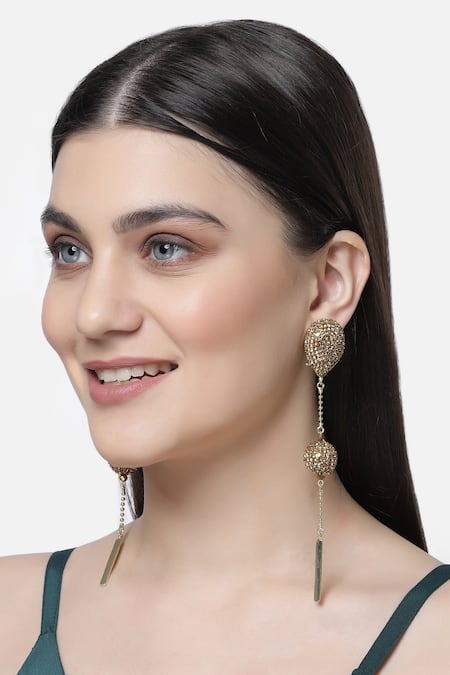 Bijoux By Priya Chandna Long Drop Embellished Earrings 