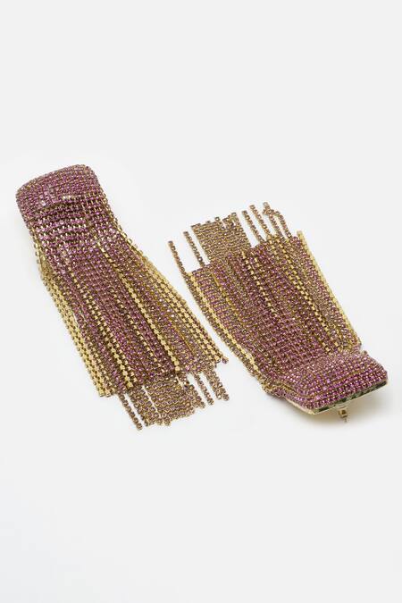 Buy_Bijoux By Priya Chandna_Pink Crystals Embellished Waterfall Earrings _Online_at_Aza_Fashions