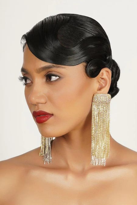 Bijoux By Priya Chandna Hanging Tassels Cascading Earrings 