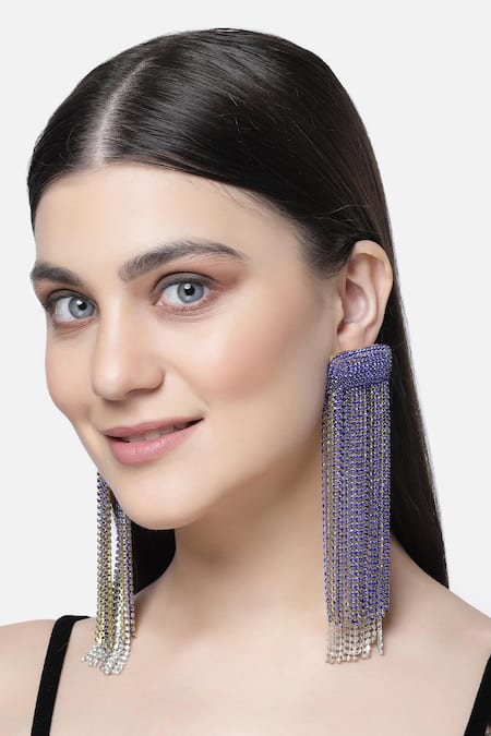 Bijoux By Priya Chandna Crystal Embellished Cascading Earrings 