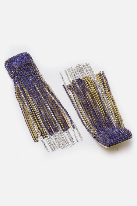 Buy_Bijoux By Priya Chandna_Blue Crystals Embellished Cascading Earrings _Online_at_Aza_Fashions