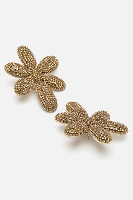 Buy_Bijoux By Priya Chandna_Gold Plated Crystals Daisy Embellished Studs _Online_at_Aza_Fashions