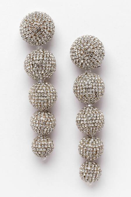 Bijoux By Priya Chandna Silver Plated Crystals Embellished Round Studs Online at Aza Fashions Bijoux By Priya Chandna_Silver Plated Crystals Embellished Round Studs _Online_at_Aza_Fashions