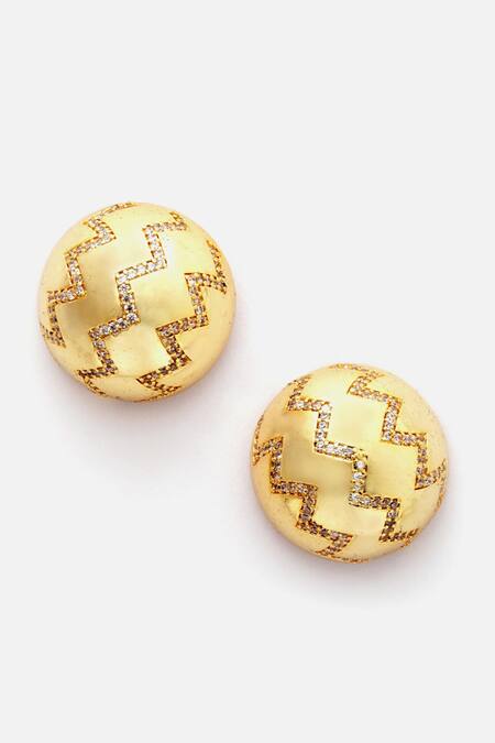 Bijoux By Priya Chandna Gold Plated Zari Zircon Stone Embellished Studs Online at Aza Fashions Bijoux By Priya Chandna_Gold Plated Zari Zircon Stone Embellished Studs _Online_at_Aza_Fashions