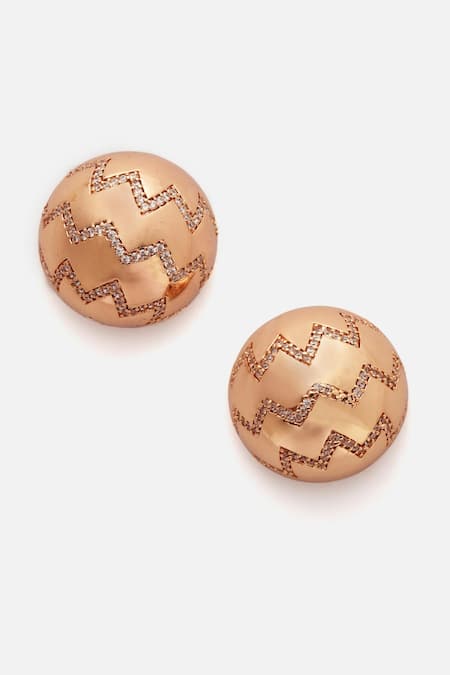 Bijoux By Priya Chandna Rose Gold Zari Zircon Stone Embellished Studs Online at Aza Fashions Bijoux By Priya Chandna_Rose Gold Zari Zircon Stone Embellished Studs _Online_at_Aza_Fashions