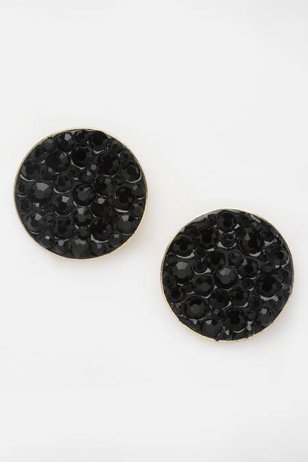 Bijoux By Priya Chandna Black Crystals Embellished Round Studs Online at Aza Fashions Bijoux By Priya Chandna_Black Crystals Embellished Round Studs _Online_at_Aza_Fashions