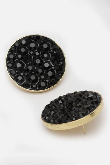 Buy Bijoux By Priya Chandna Black Crystals Embellished Round Studs Online at Aza Fashions Buy_Bijoux By Priya Chandna_Black Crystals Embellished Round Studs _Online_at_Aza_Fashions