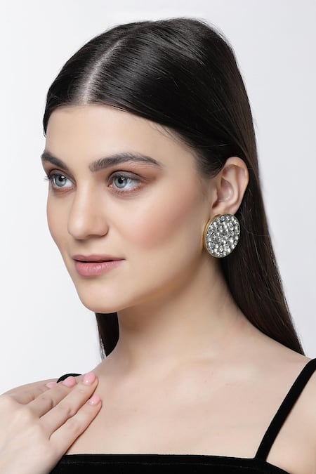 Bijoux By Priya Chandna Crystal Embellished Button Studs 