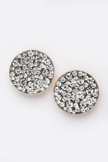 Bijoux By Priya Chandna Silver Plated Crystals Embellished Button Studs Online at Aza Fashions Bijoux By Priya Chandna_Silver Plated Crystals Embellished Button Studs _Online_at_Aza_Fashions