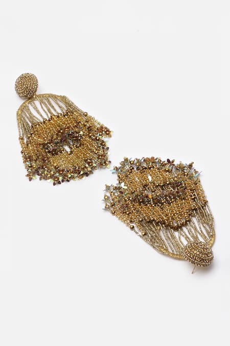 Buy_Bijoux By Priya Chandna_Gold Plated Pearls, Crystals, Beads Studded Tassel Earrings _Online_at_Aza_Fashions