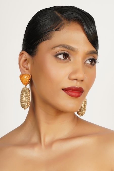 Bijoux By Priya Chandna Crystal Embellished Cylindrical Earrings 