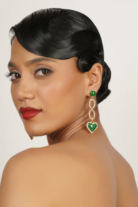 Bijoux By Priya Chandna Enamel Heart Drop Earrings 