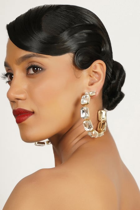 Bijoux By Priya Chandna Crystal Embellished Hoops 