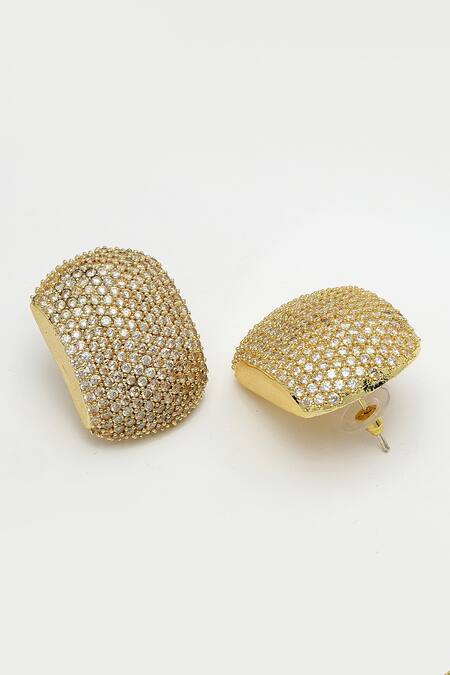 Bijoux By Priya Chandna_Gold Plated Crystals Studded Earrings _Online_at_Aza_Fashions