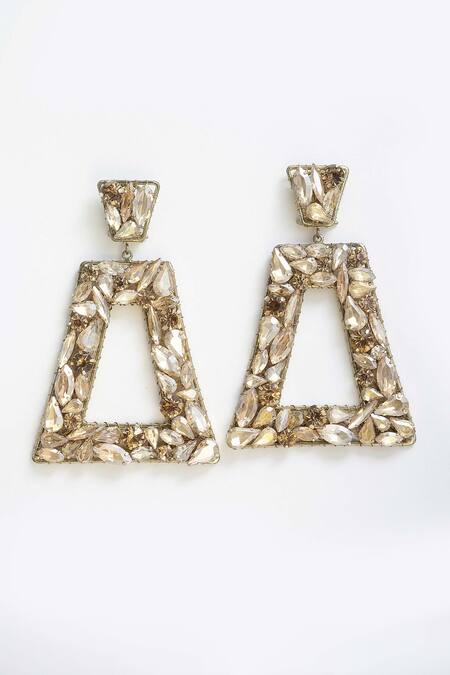 Bijoux By Priya Chandna Gold Plated Crystals Trapezoidal Frame Earrings Online at Aza Fashions Bijoux By Priya Chandna_Gold Plated Crystals Trapezoidal Frame Earrings _Online_at_Aza_Fashions