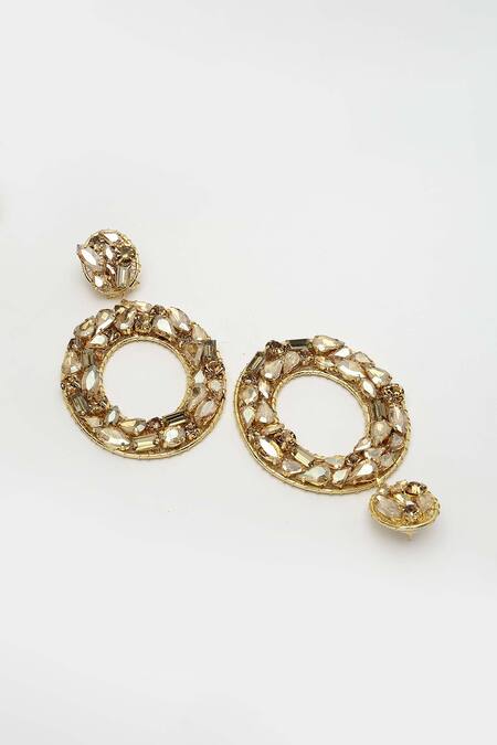 Buy_Bijoux By Priya Chandna_Gold Plated Crystals Embellished Hoop Earrings 