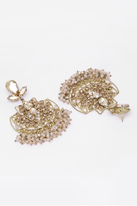 Buy_Bijoux By Priya Chandna_Gold Plated Crystals, Pearls Embellished Chandelier Earrings _Online_at_Aza_Fashions