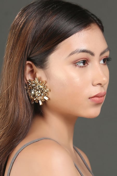 Bijoux By Priya Chandna Gold Plated Crystal Embellished Studs 