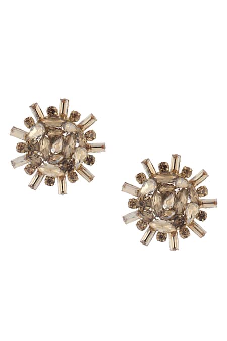 Shop Bijoux By Priya Chandna Gold Plated Crystals Embellished Studs at Aza Fashions Shop_Bijoux By Priya Chandna_Gold Plated Crystals Embellished Studs _at_Aza_Fashions