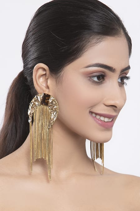 Bijoux By Priya Chandna Waterfall Chain Earrings 