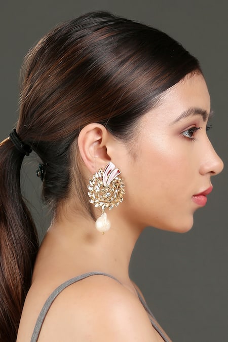 Bijoux By Priya Chandna Floral Carved Dangler Earrings 